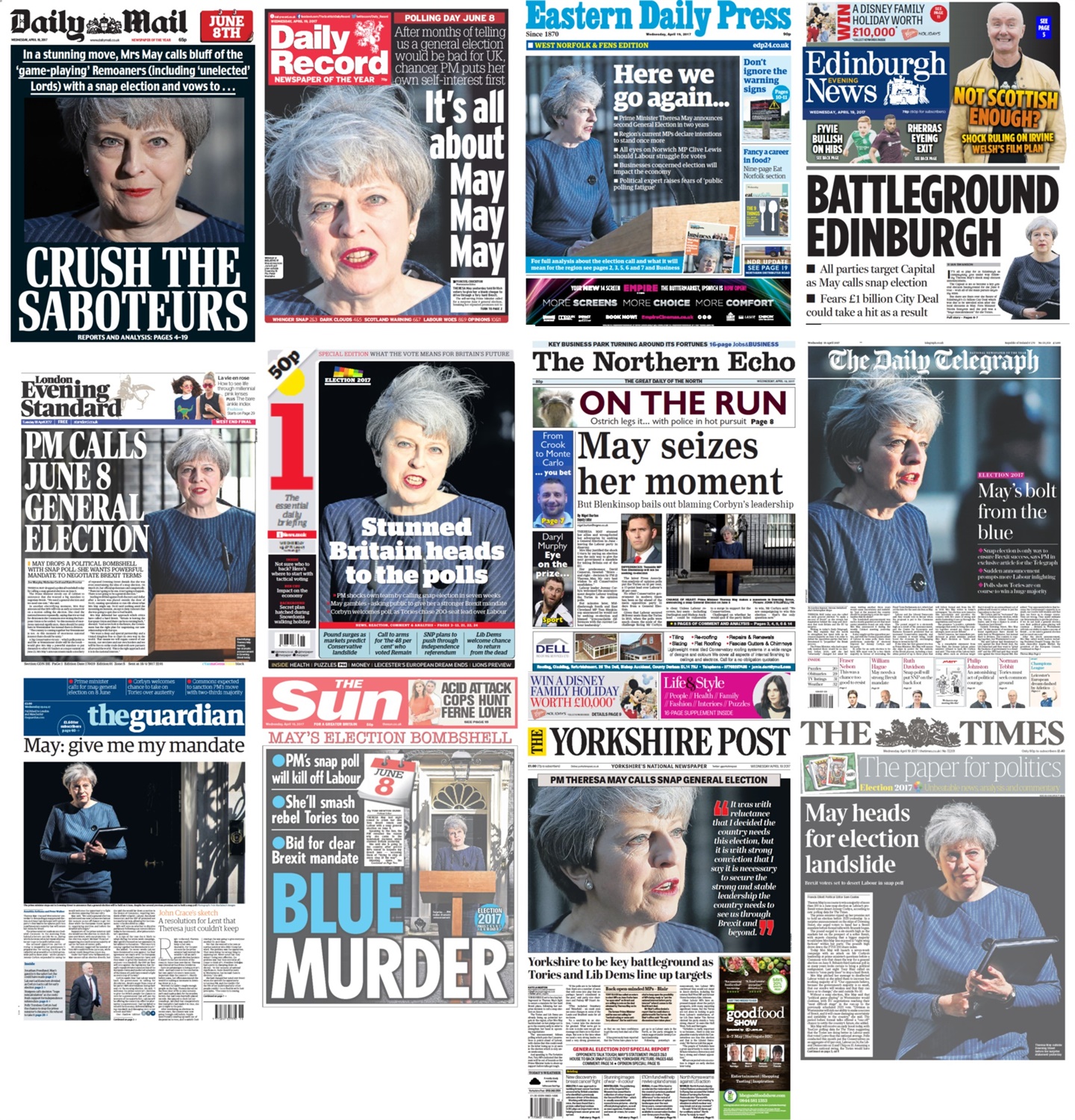Election Front Pages Election Front Pages