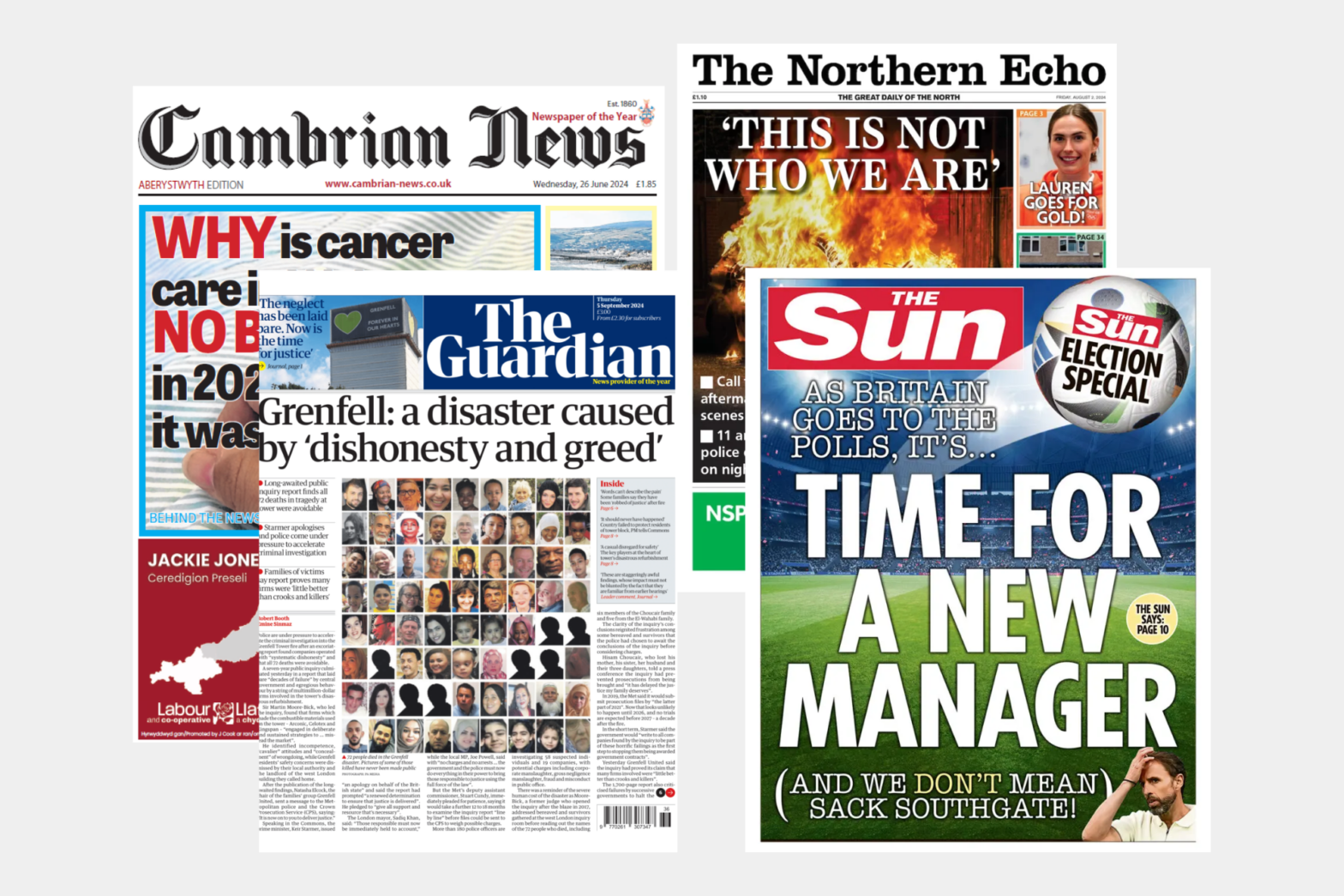 Powerful Front Pages From UK News Media In 2024